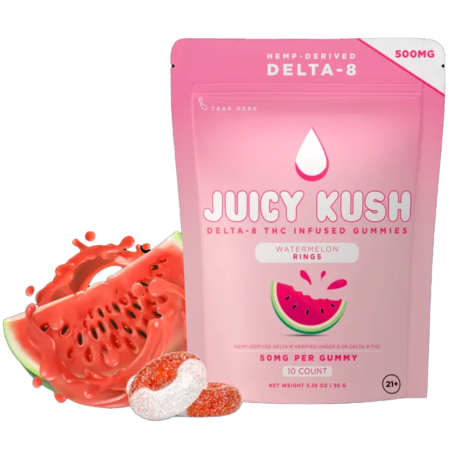 Juicy Kush Delta-8 Gummies: Watermelon Rings