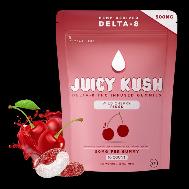Juicy Kush Delta-8 Gummies: Wild Cherry Rings