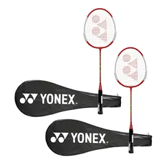 Yonex GR 303 Aluminium Blend Badminton Racquet with Full Cover, Set of 2 Red