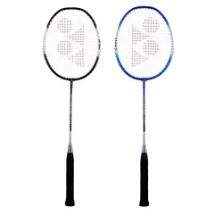 Yonex ZR 100 Light Aluminium Badminton Racquet Pack of 2 with Full Cover | Made in India Black / Blue