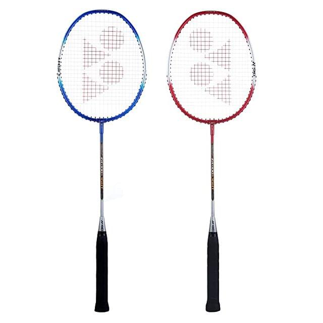 Yonex ZR 100 Light Aluminium Badminton Racquet Pack of 2 with Full Cover | Made in India Blue & Red