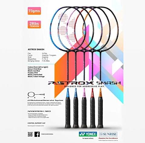 Yonex Astrox Smash Graphite Badminton Racquet with free Full Cover (Ultra Light - 73 grams, 28 lbs Tension) | Rotational Generator System (Black Clear Orange)