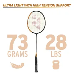 Yonex Astrox Smash Graphite Badminton Racquet with free Full Cover (Ultra Light - 73 grams, 28 lbs Tension) | Rotational Generator System (Black Clear Orange)