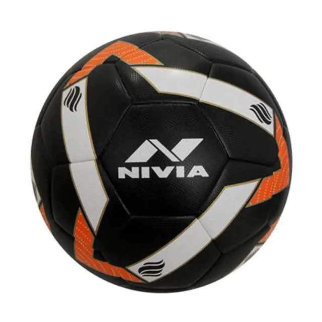 Nivia Shining Star Stichiess Football, Black/White/Orange - Size 5