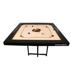 KD Golden Carrom Board Game Board Champion Ply Wood Board with Coin, Striker & Cover, AICF Approved