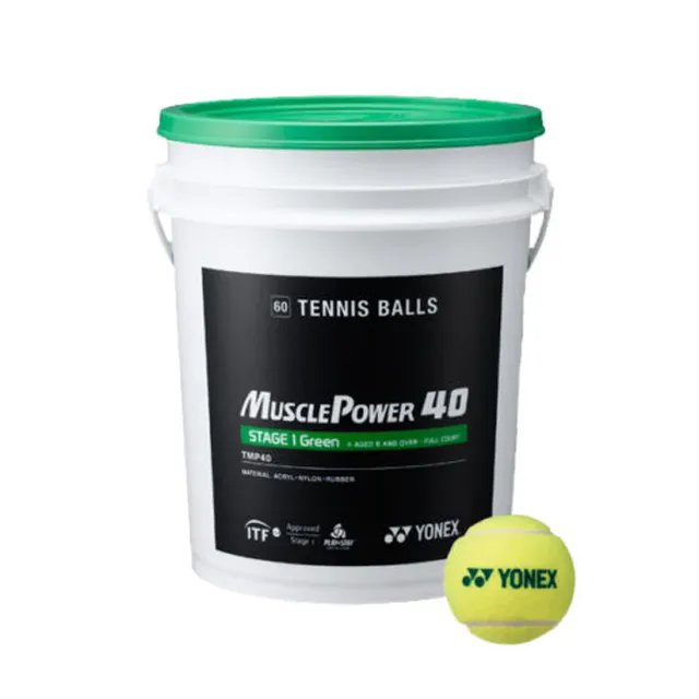 Yonex Muscle Power 40 Training Tennis Balls - 1 Bucket/60 Balls