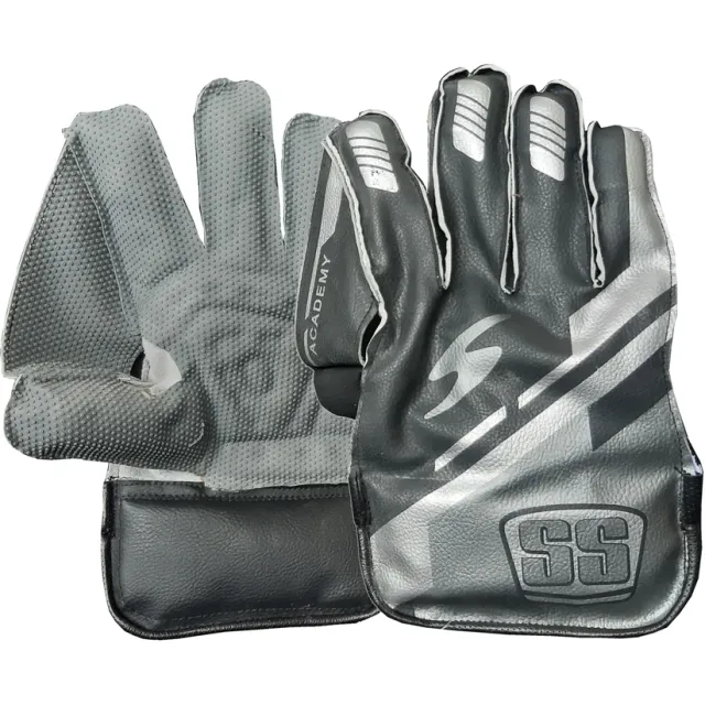 SS Academy Wicket Keeping Gloves ,Black/Silver