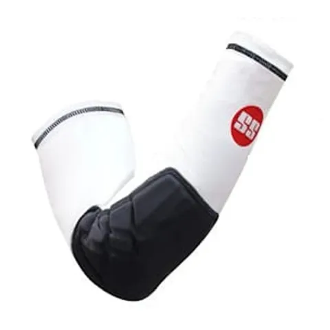 SS Sleeve Emboosed Elbow Support, White/Black