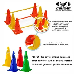 COUGAR Cone Marker, Cone Marker Set, Cone Markers with Holes, Agility Cones, 15 Inch Agility Cone Marker Set (Pack of 10)