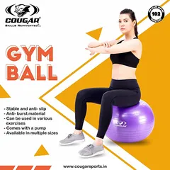 Cougar Anti Burst Gym Ball/ Swiss Birthing Stability Ball for Workout & Fitness/ Yoga Ball with Foot Pump for Men/Women (105 cm)