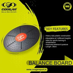 Cougar Fitness Balance Board Wobble Fitness Fit Exercise Tilt Stability Balancing Rocker Board Trainer Abs Legs Core Workout Non-Slip Safety Surface with Mesh Bag