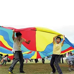 COUGAR Kids Play Parachute 9 feet with Handles and Carry Bag for Cooperative Play and for Upper-Body Strength, Multicolor