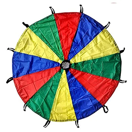 COUGAR Kids Play Parachute 13 feet with Handles and Carry Bag for Cooperative Play and for Upper-Body Strength, Multicolor