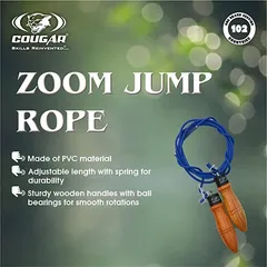 COUGAR SR-018 ZOOM JUMP Rope Made of PVC Material adjustable length with Sturdy Wooden Handle -Rope for Gym and Home | Skipping Rope for Men, Women, Children,Best Exercise Workout Fitness Accessory