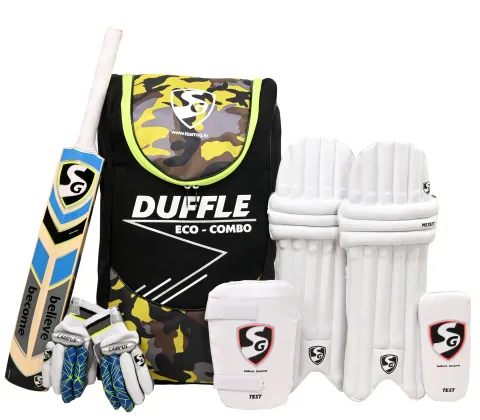 SG Cricket Kit Junior to Adult Equipment Accessories with Helemt