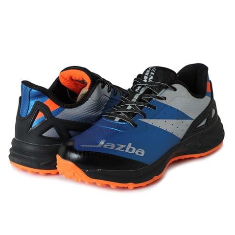 WMX KD Cricket Shoes for Men Rubber Spikes Hockey Shoe, Multi Purpose Outdoor All Round Performance Footwear for Turf & Grass (Blue Black)