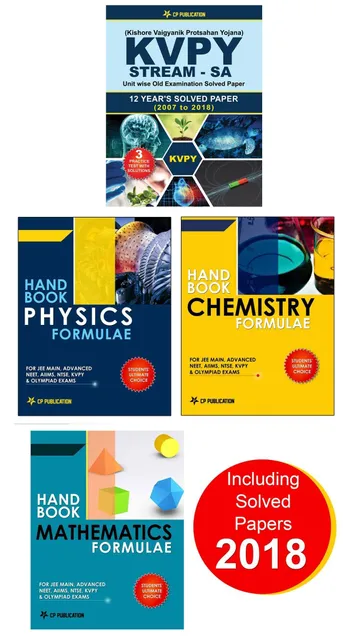 Career Point Kota- KVPY (Stream-SA) 9 Years Solved Paper (2007 to 2018) + PCM Formulae (Set of 3 Books) (KVPY + Physics Chemistry Maths Hand Book)