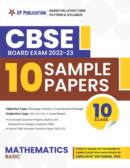 CBSE 10 Sample Question Papers Class 10 Mathematics (Basic) for 2023 Board Exam