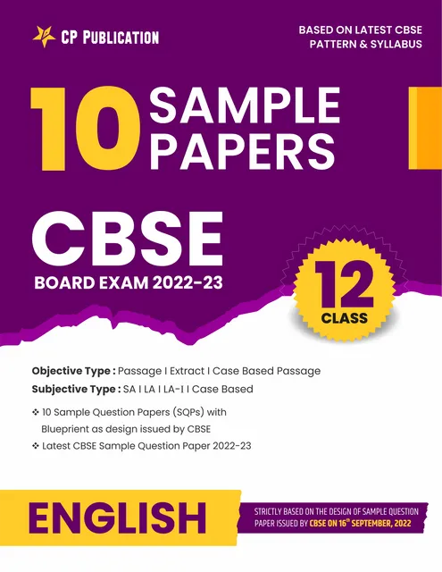 CBSE 10 Sample Question Papers Class 12 English for 2023 Board Exam