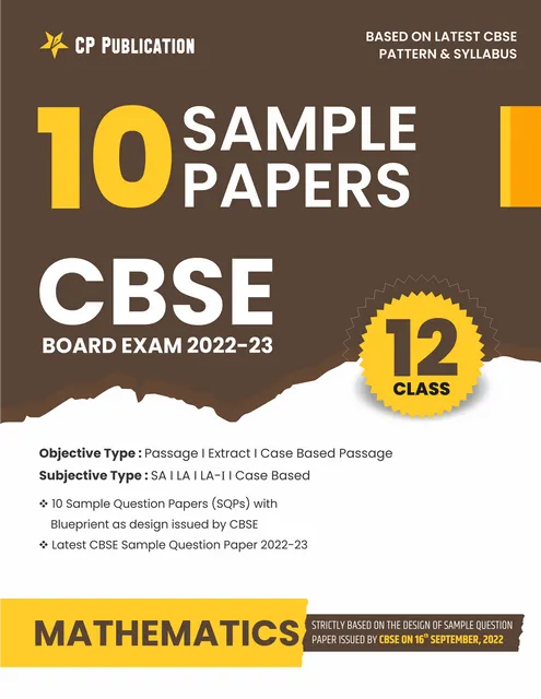 CBSE 10 Sample Question Papers Class 12 Mathematics for 2023 Board Exam