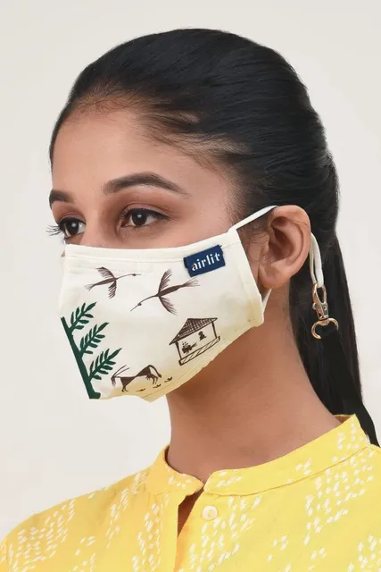 warli painting on mask