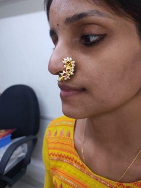 Pearl Nath- Unique Designer Nath Golden Finish