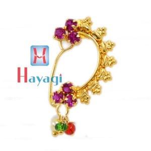 Nath,Gold (Non Pierced),Ruby Stone Nose Ring