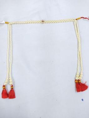 Cream White Pearls Mundavlya Broad Designer