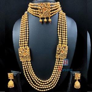 Geru Finish Short Long Mala Floral Design  Pendant Online