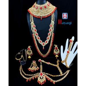 Stunning Red Kundan Bridal Jewellery Set For Bride