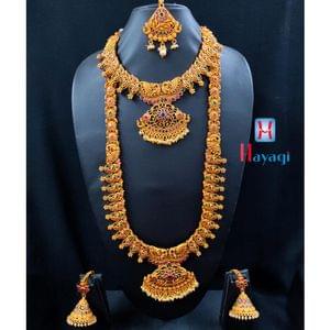 Authenic Matte Real Kemp Stone Short Long Necklace Set