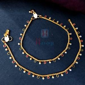 Antique Payal/Anklet Multi Color Stone Studded