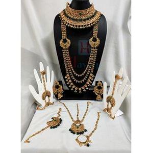 LCT Stones Decorated Green Beads Dulhan Set