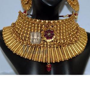 Gold Plated Bollywood Style Bridal Choker Set Online