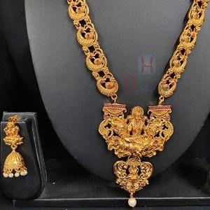 South Indian Laxmi Peacock Design Long Necklace