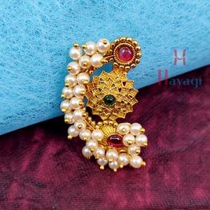 Pearl Saree Pin Chakra Shape