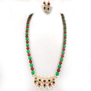 Tanmani Pendant Set Green Red Beads Mala _Hayagi(Pune)
