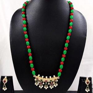Tanmani Pendant Set Green Red Beads Mala _Hayagi(Pune)