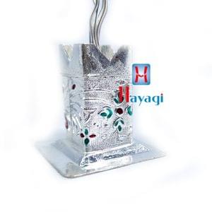Silver Plated Small Tulsi Plant for Good Luck