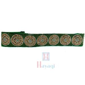 Fabric Cloth Wasitbelt/Hipbelt Golden Embroidery Red Stones