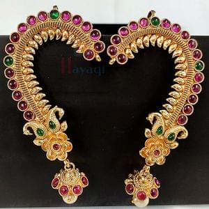 Peacock Design Traditional Ear Cuffs With Round Stone Studded