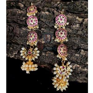 Chand Design Pink & White Studded Ear Cuff