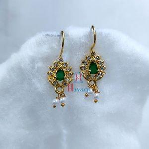 Unique Design  Green Ad Stone Studded Bugadi Earrings