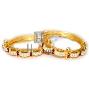 Mayuri Pearl Pink Stone Traditional Bangles