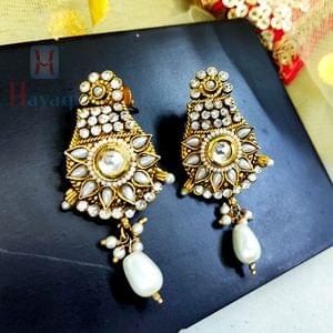 Antique Earrings Combination Of Pearls & Stones