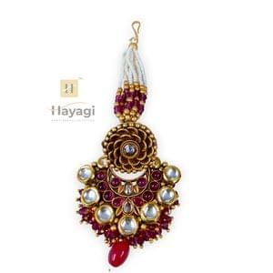 Kundan Bor Maang Tikka Rajwadi Pearls Decorated