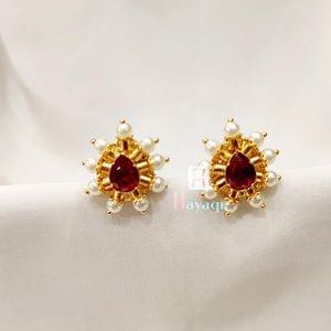 Maharashtrian Style Oval Shape Kudi Design Stud Earrings