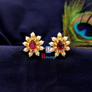 Maharashtrian Style Oval Shape Kudi Design Stud Earrings