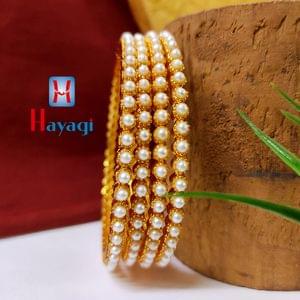 Delicate Pearl Bangles Set Of 4 Online