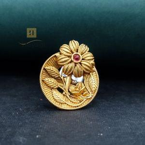 Floral Finger Ring Rajwadi Polish